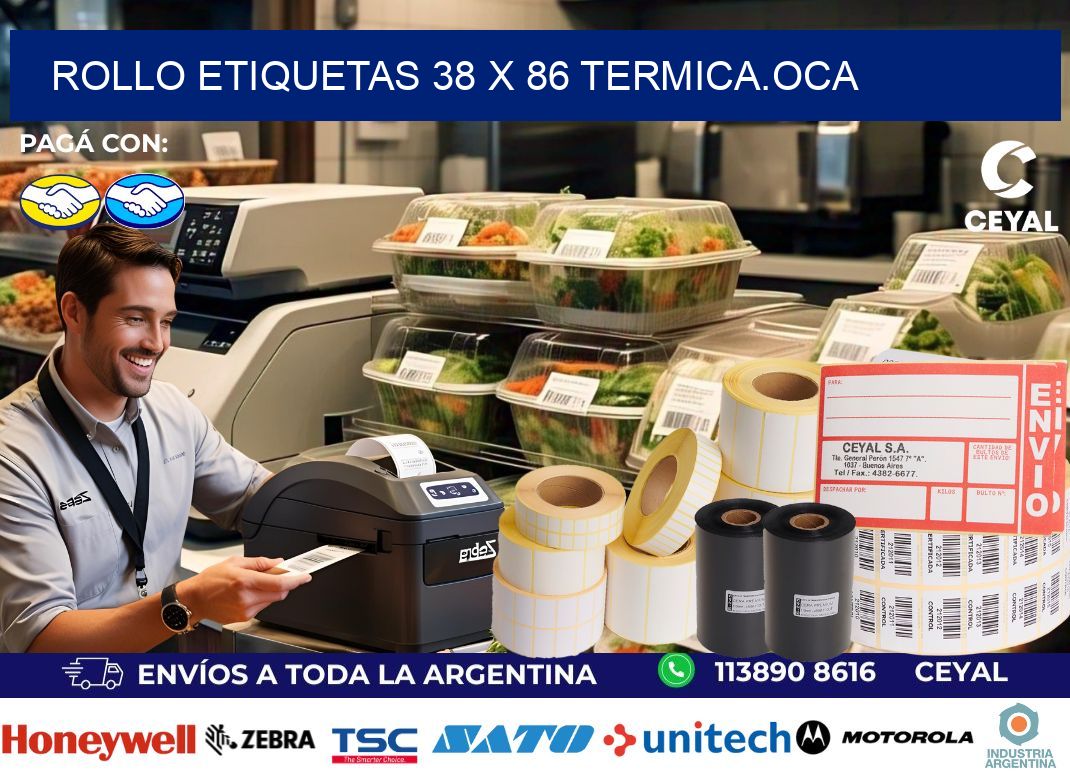 Rollo etiquetas 38 x 86 termica.OCA