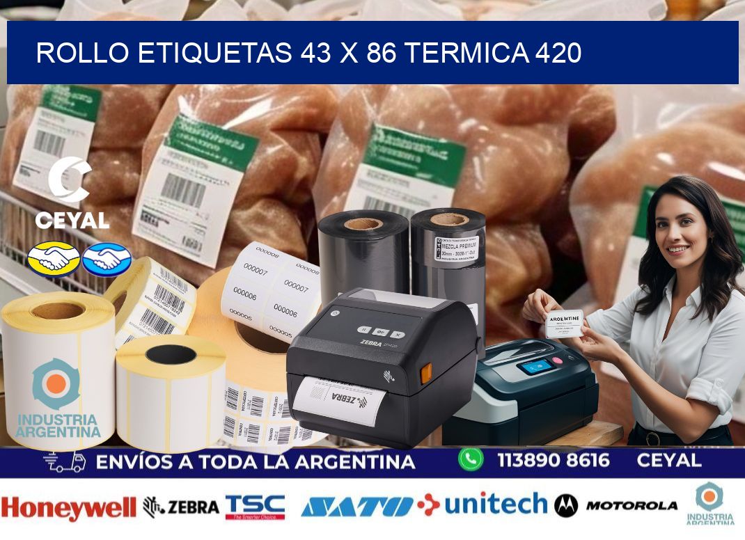 Rollo etiquetas 43 x 86 termica 420
