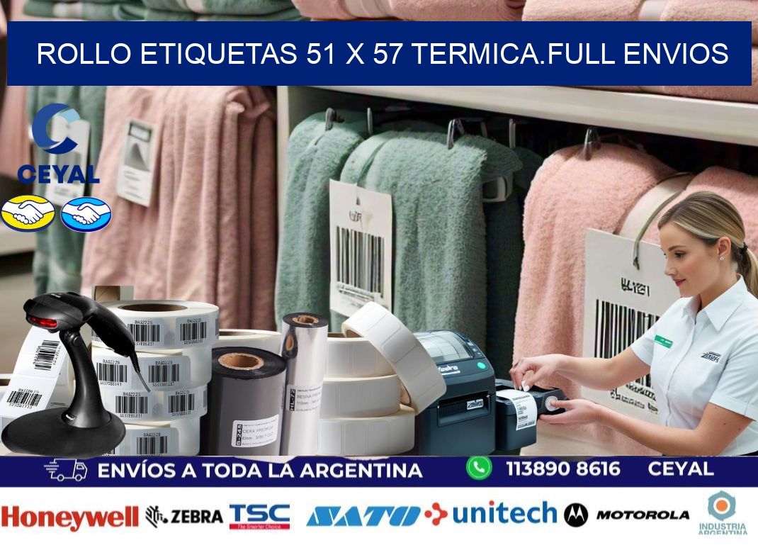 Rollo etiquetas 51 x 57 termica.full envios
