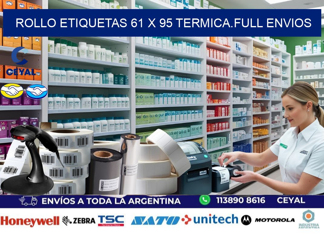 Rollo etiquetas 61 x 95 termica.full envios