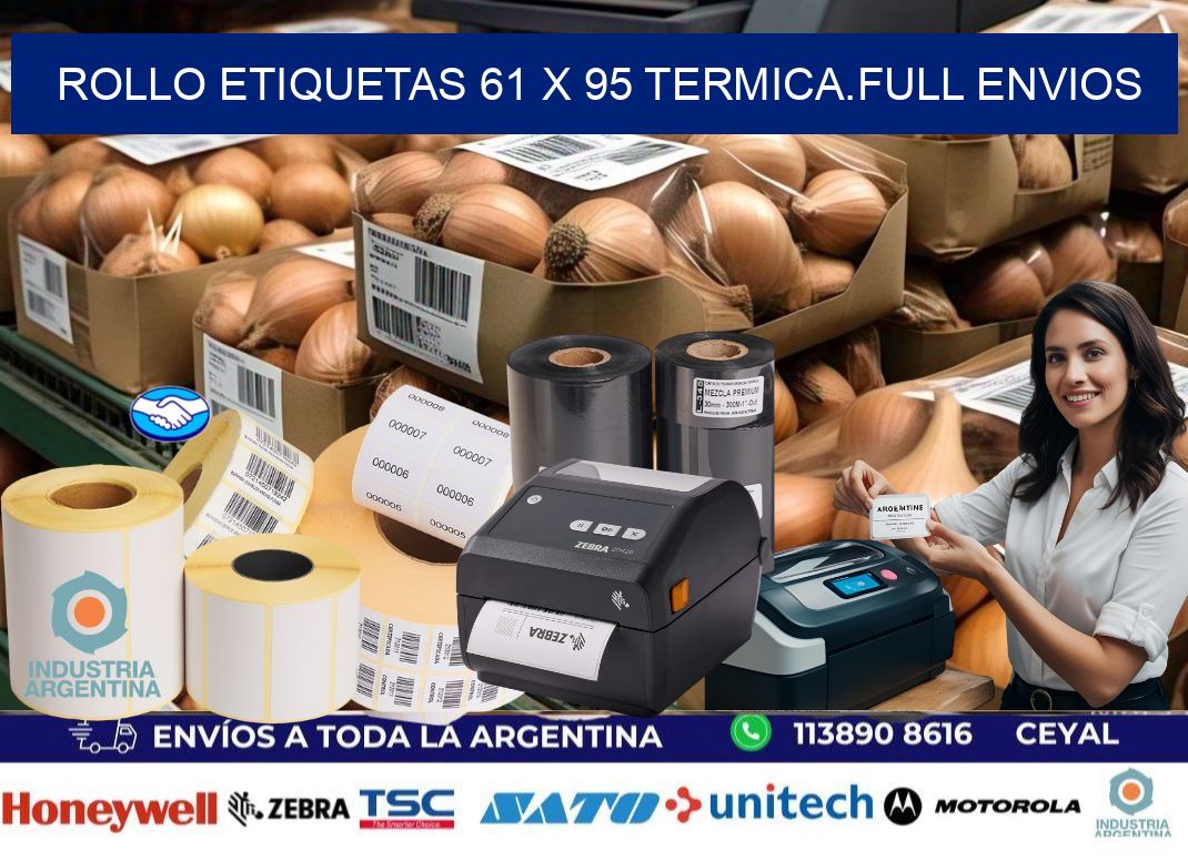 Rollo etiquetas 61 x 95 termica.full envios