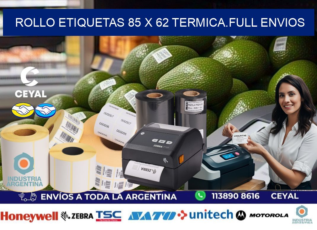 Rollo etiquetas 85 x 62 termica.full envios