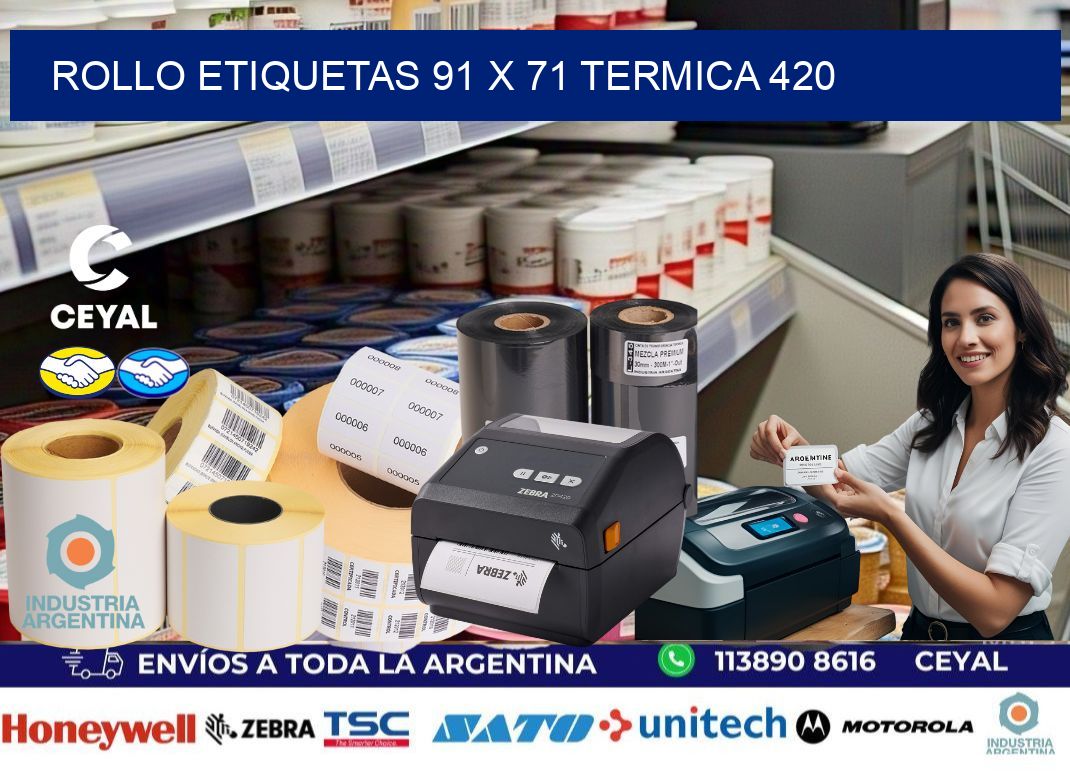 Rollo etiquetas 91 x 71 termica 420