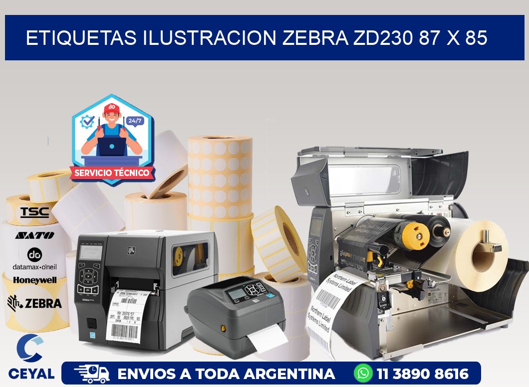 ETIQUETAS ILUSTRACION ZEBRA ZD230 87 x 85