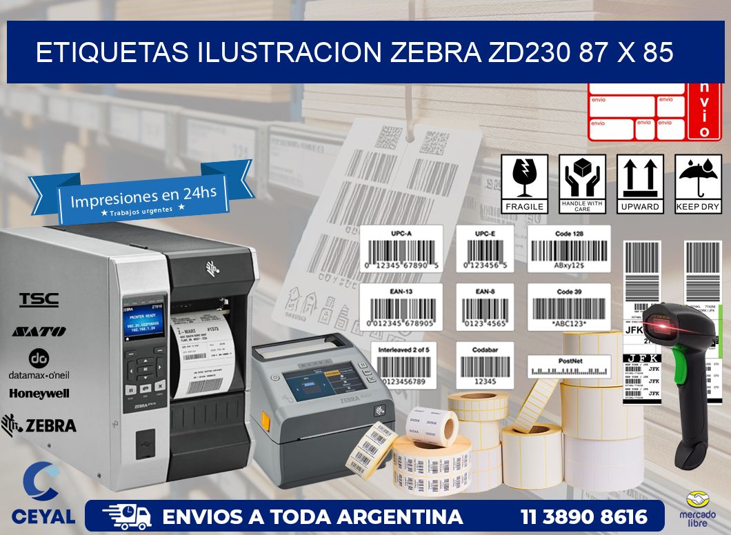 ETIQUETAS ILUSTRACION ZEBRA ZD230 87 x 85