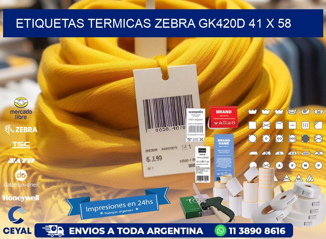 ETIQUETAS TERMICAS ZEBRA GK420D 41 x 58