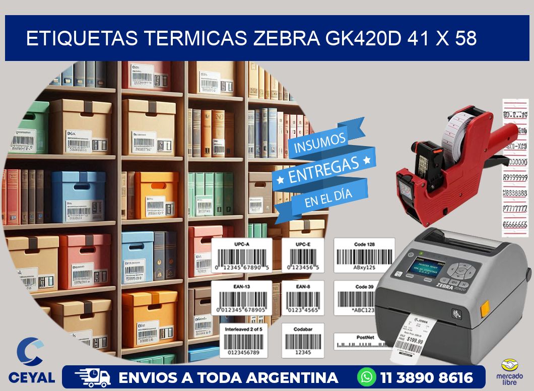 ETIQUETAS TERMICAS ZEBRA GK420D 41 x 58