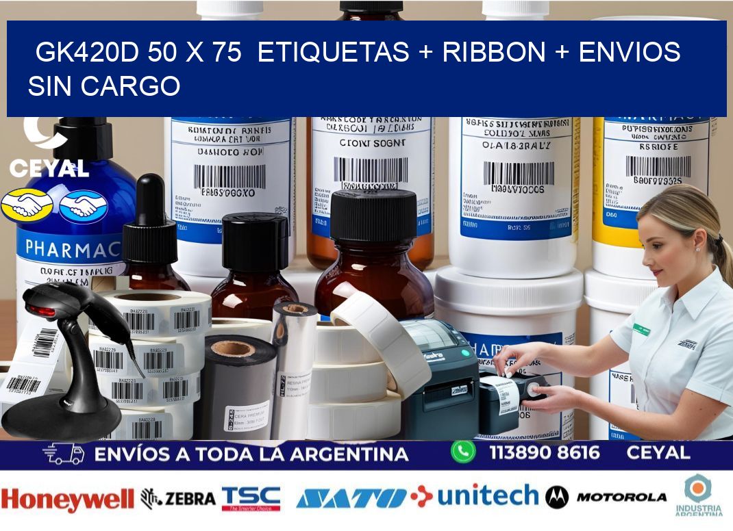 GK420D 50 x 75  etiquetas + ribbon + envios sin cargo