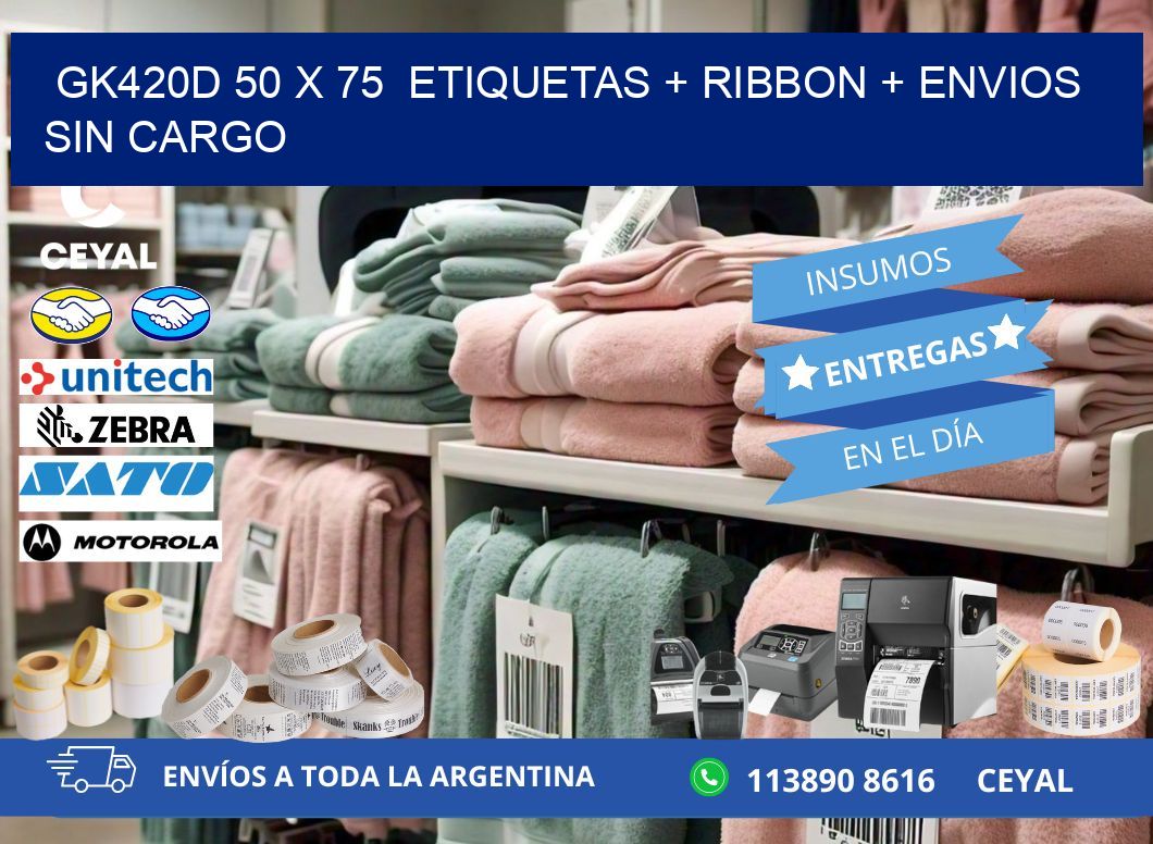 GK420D 50 x 75  etiquetas + ribbon + envios sin cargo
