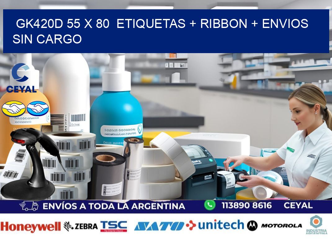 GK420D 55 x 80  etiquetas + ribbon + envios sin cargo