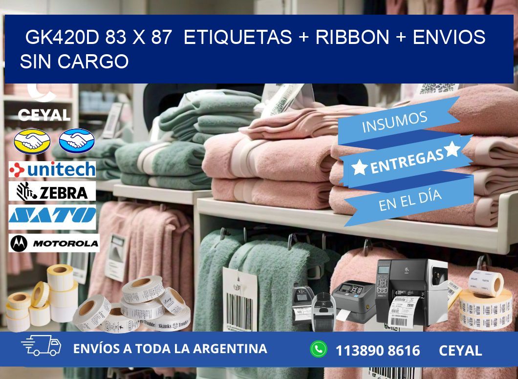 GK420D 83 x 87  etiquetas + ribbon + envios sin cargo