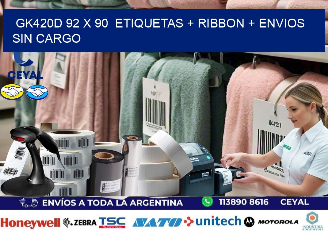 GK420D 92 x 90  etiquetas + ribbon + envios sin cargo
