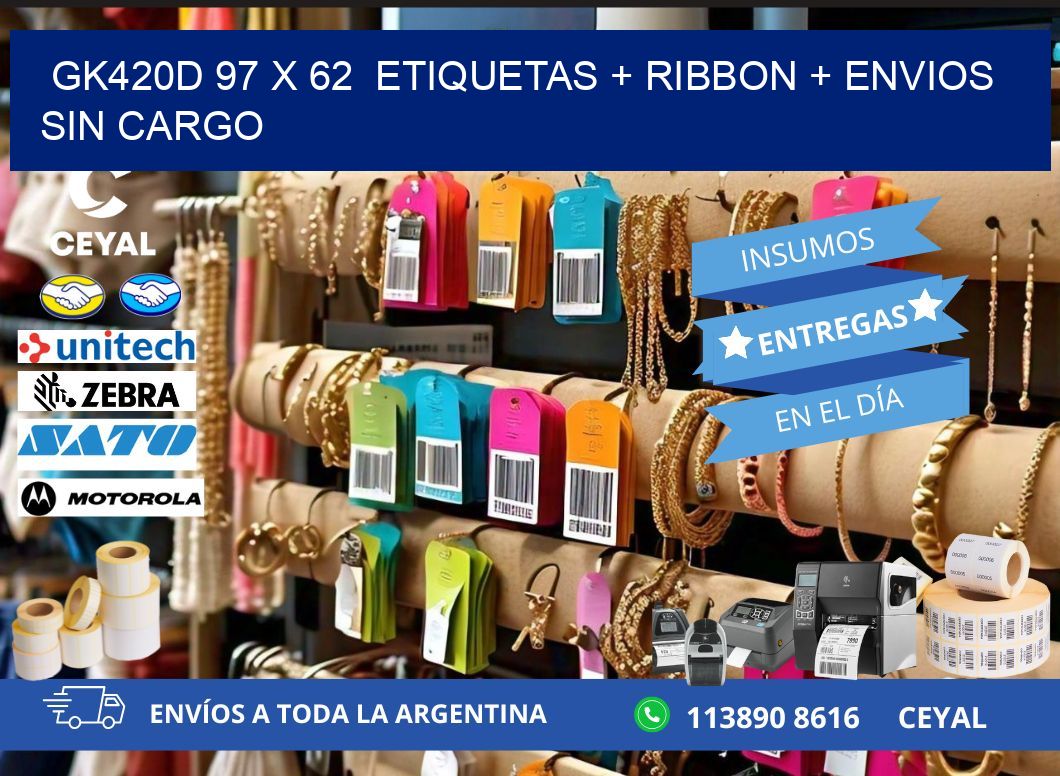 GK420D 97 x 62  etiquetas + ribbon + envios sin cargo