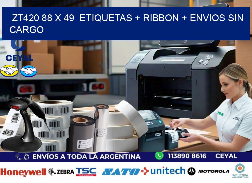 ZT420 88 x 49  etiquetas + ribbon + envios sin cargo