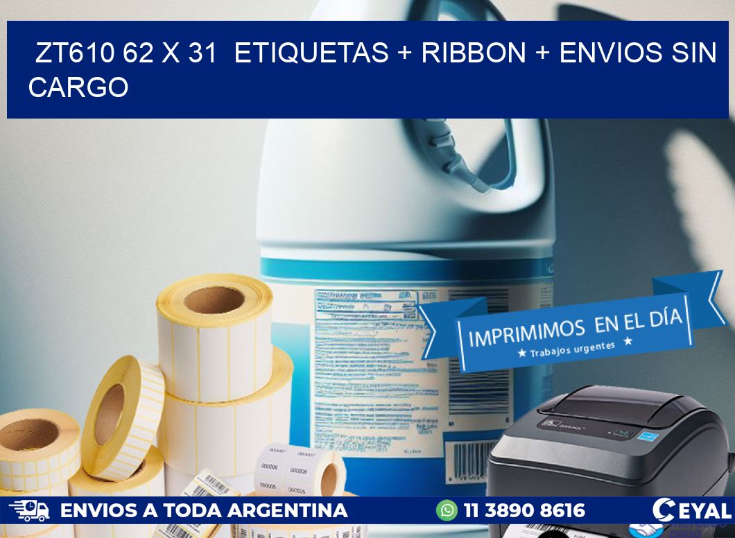 ZT610 62 x 31  etiquetas + ribbon + envios sin cargo