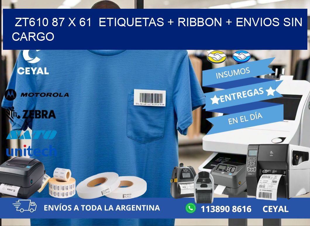 ZT610 87 x 61  etiquetas + ribbon + envios sin cargo