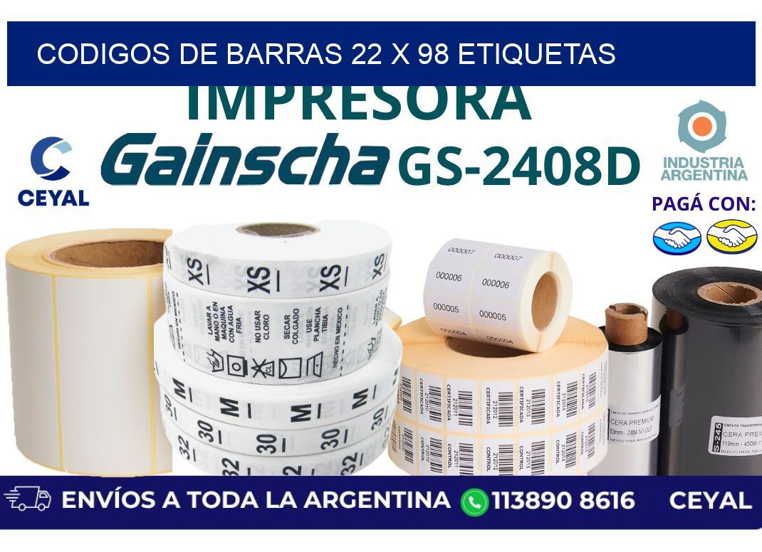 codigos de barras 22 x 98 etiquetas