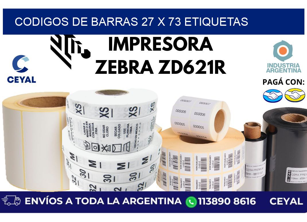 codigos de barras 27 x 73 etiquetas