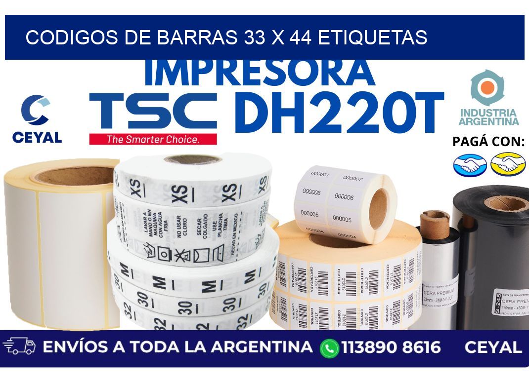 codigos de barras 33 x 44 etiquetas
