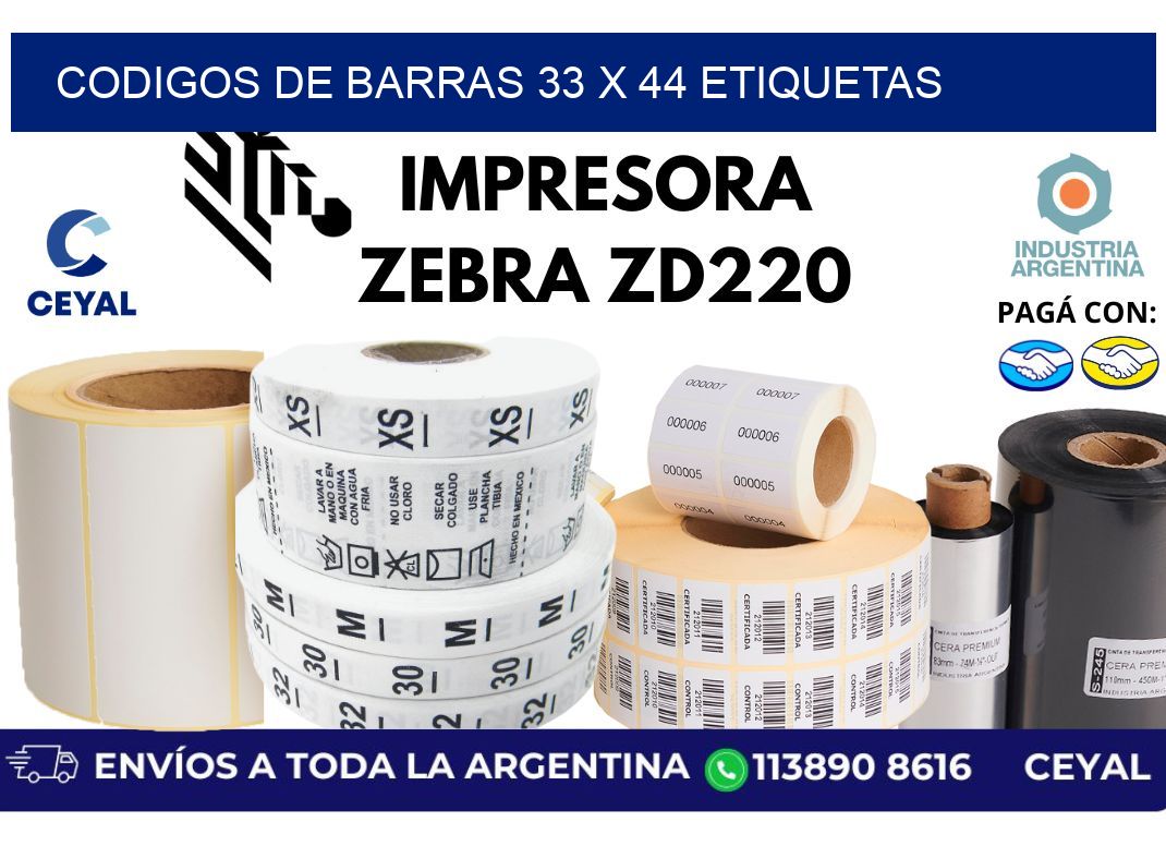 codigos de barras 33 x 44 etiquetas