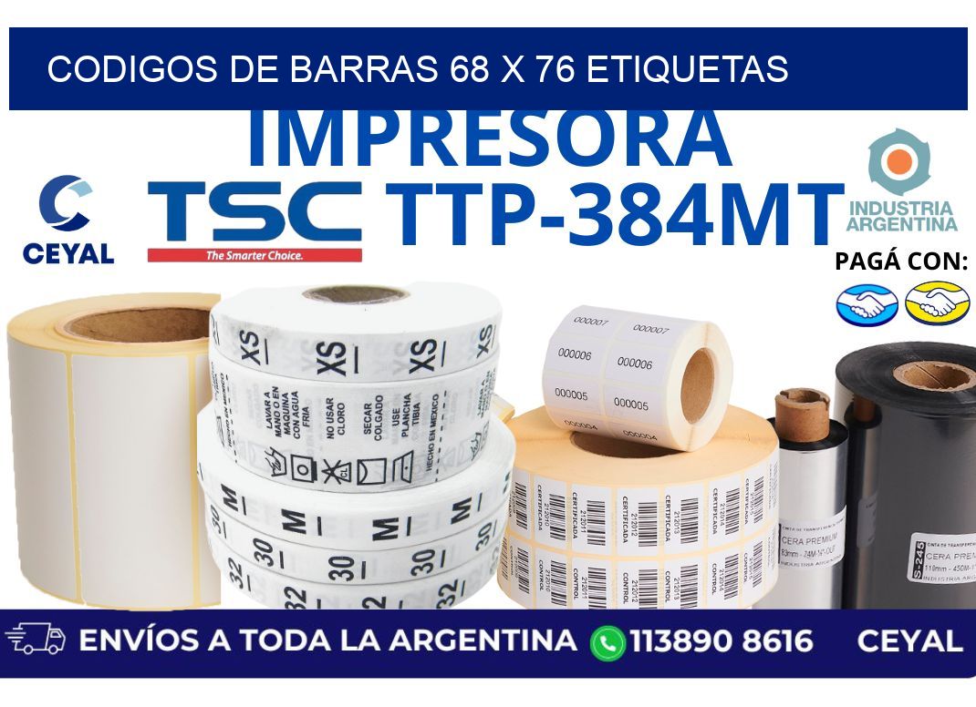 codigos de barras 68 x 76 etiquetas
