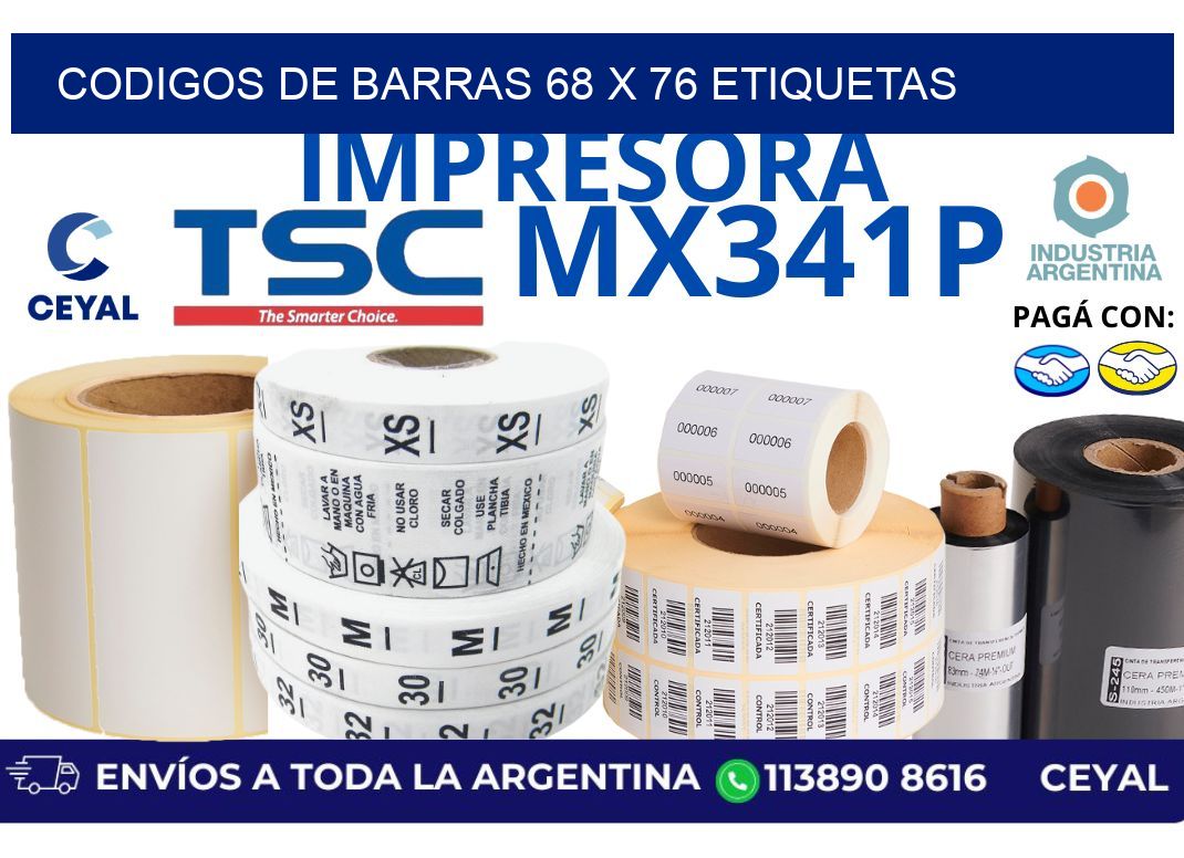 codigos de barras 68 x 76 etiquetas