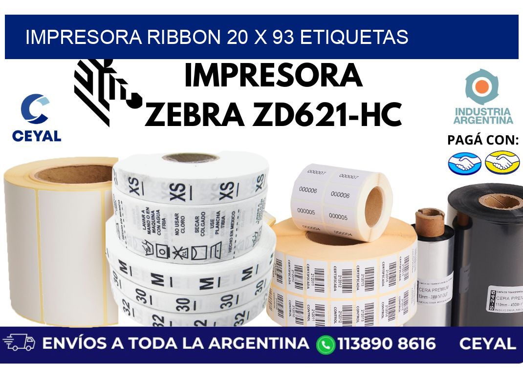 impresora ribbon 20 x 93 etiquetas