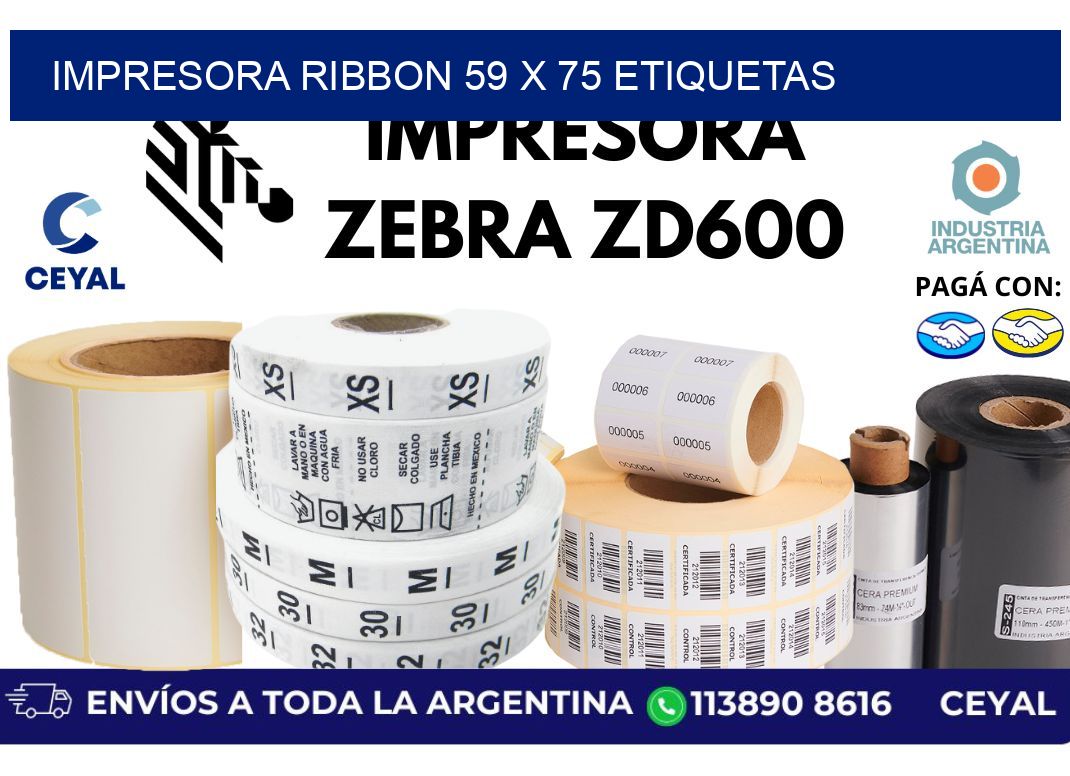 impresora ribbon 59 x 75 etiquetas