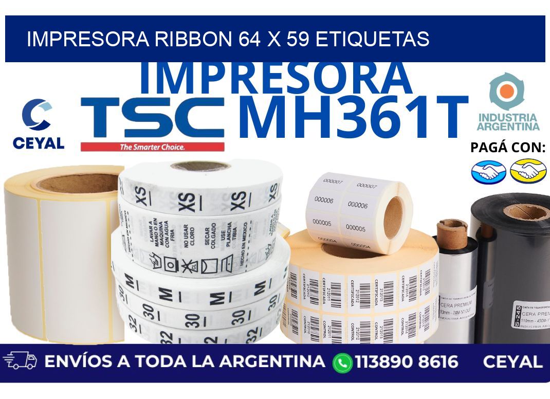 impresora ribbon 64 x 59 etiquetas