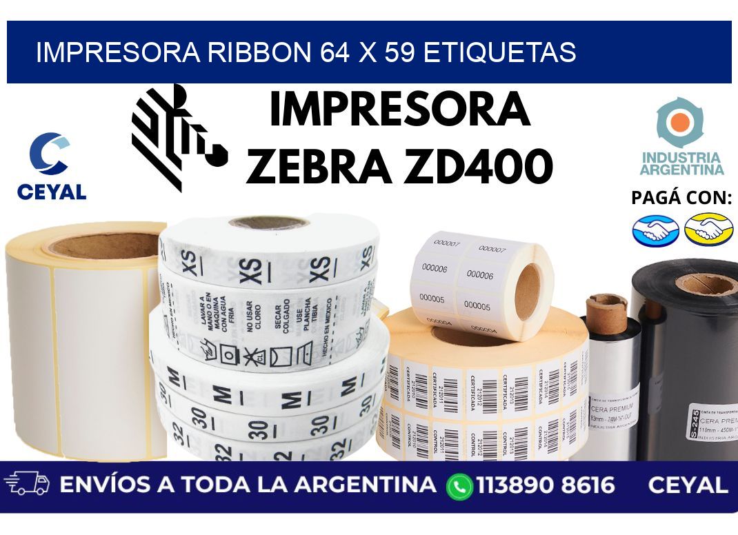 impresora ribbon 64 x 59 etiquetas