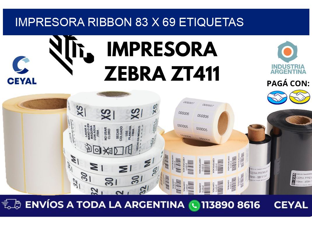 impresora ribbon 83 x 69 etiquetas