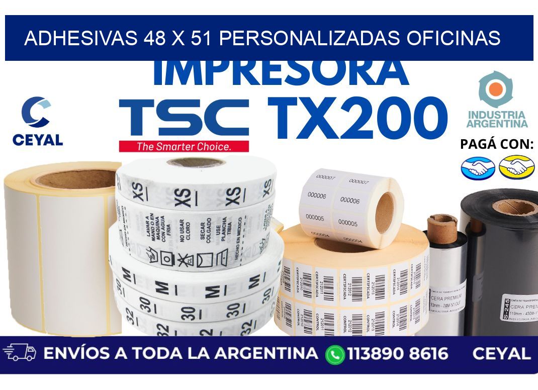 adhesivas 48 x 51 personalizadas oficinas