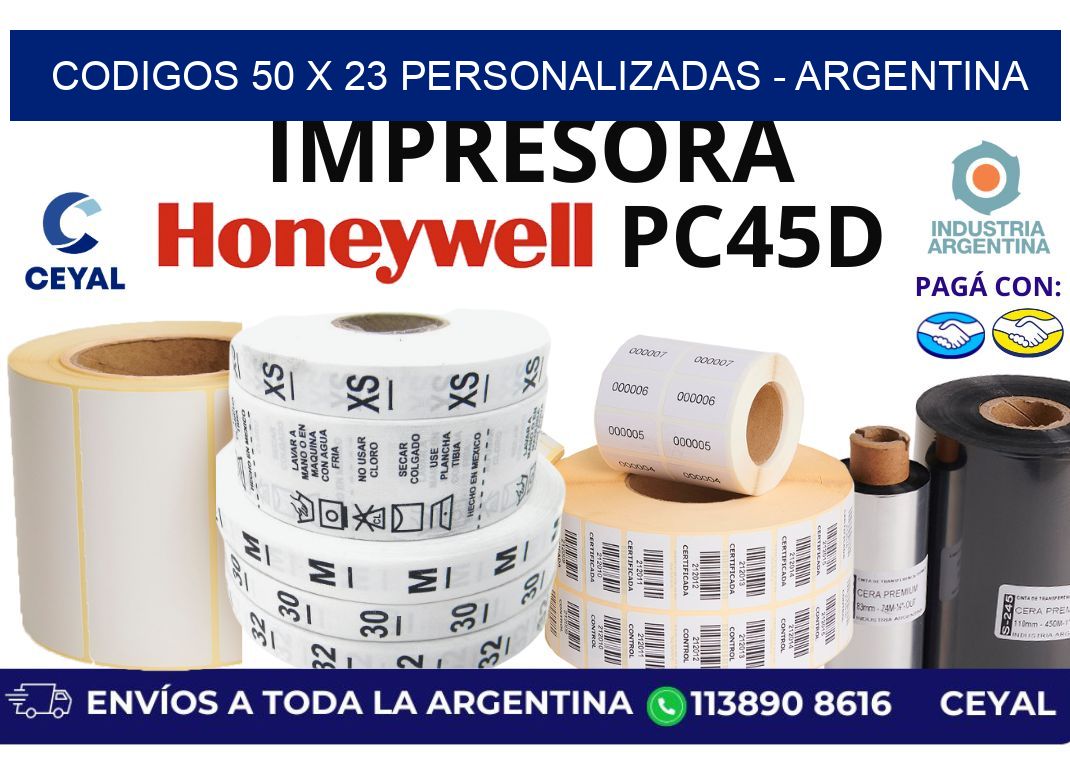 codigos 50 x 23 personalizadas - Argentina
