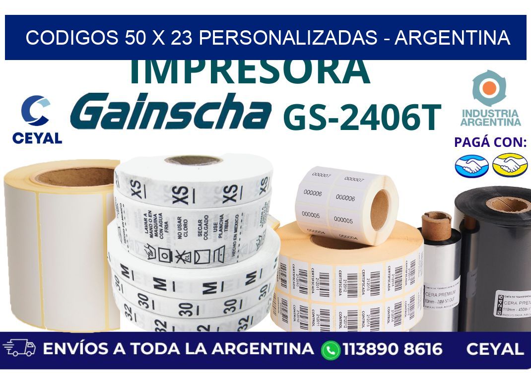 codigos 50 x 23 personalizadas - Argentina