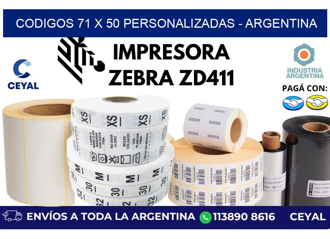 codigos 71 x 50 personalizadas – Argentina