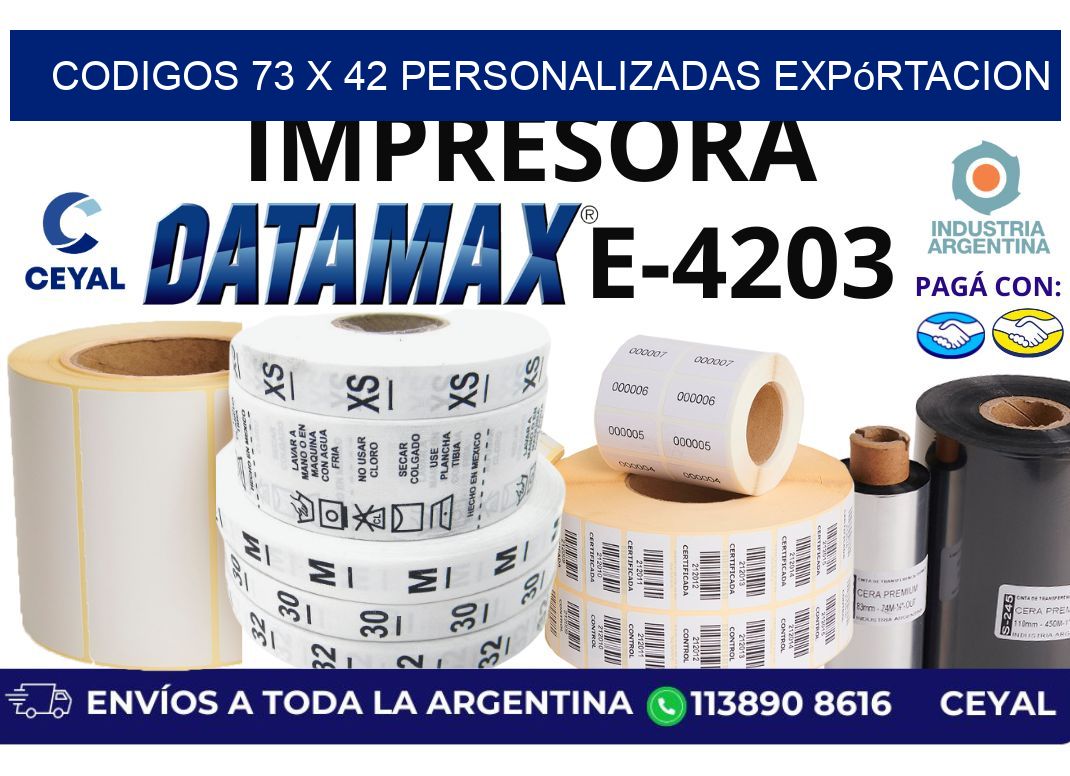 codigos 73 x 42 personalizadas expórtacion