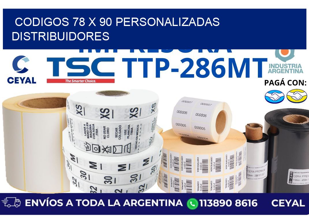 codigos 78 x 90 personalizadas distribuidores