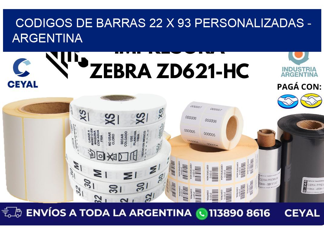 codigos de barras 22 x 93 personalizadas - Argentina
