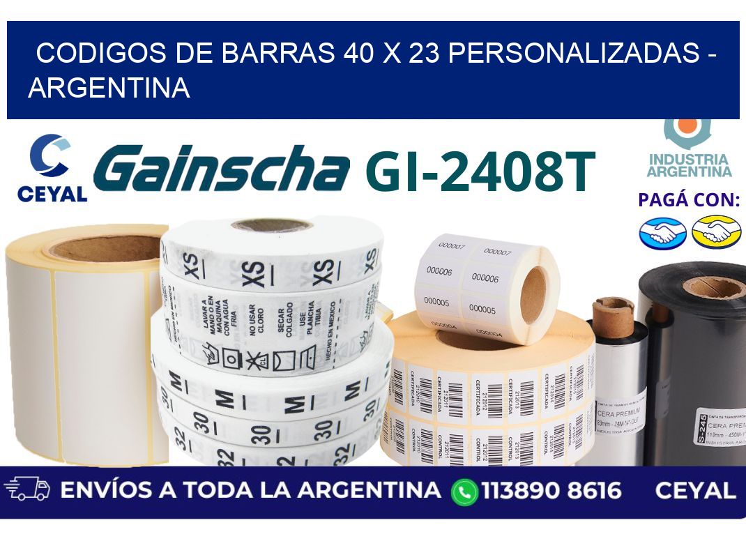 codigos de barras 40 x 23 personalizadas - Argentina