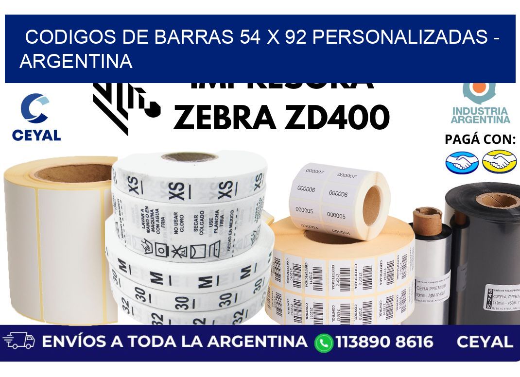 codigos de barras 54 x 92 personalizadas – Argentina