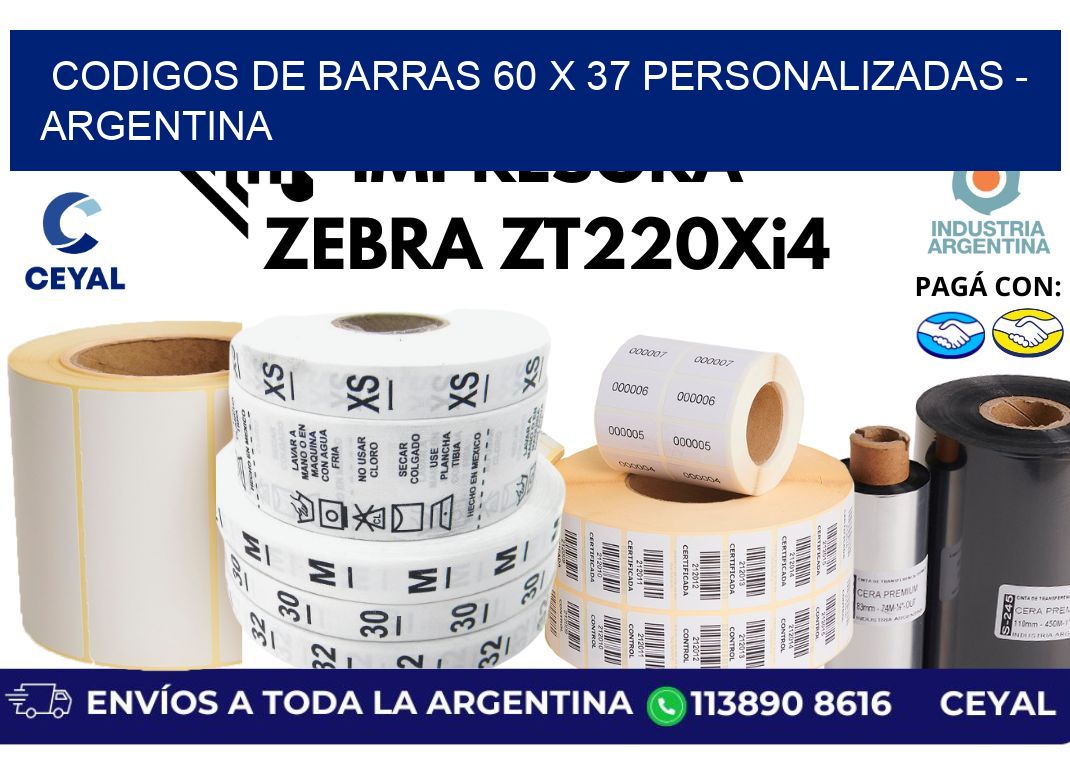 codigos de barras 60 x 37 personalizadas - Argentina