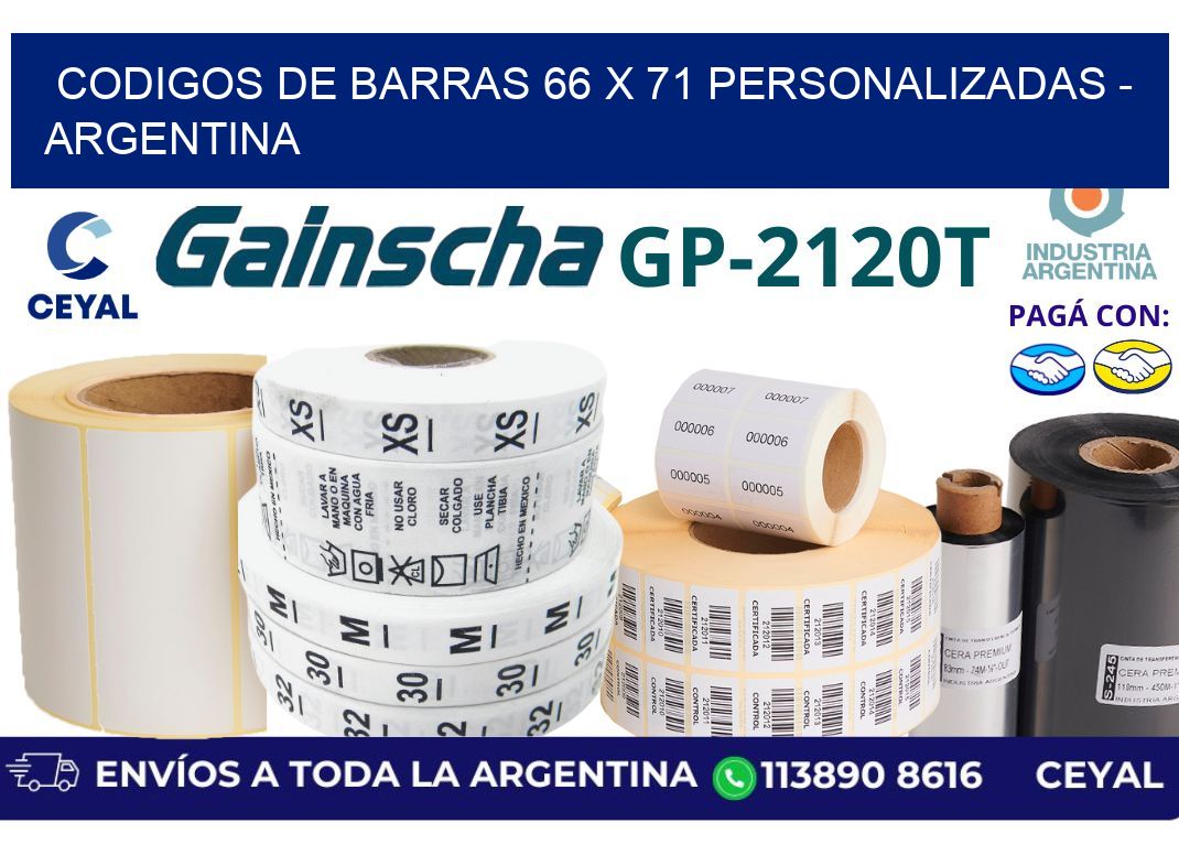 codigos de barras 66 x 71 personalizadas - Argentina