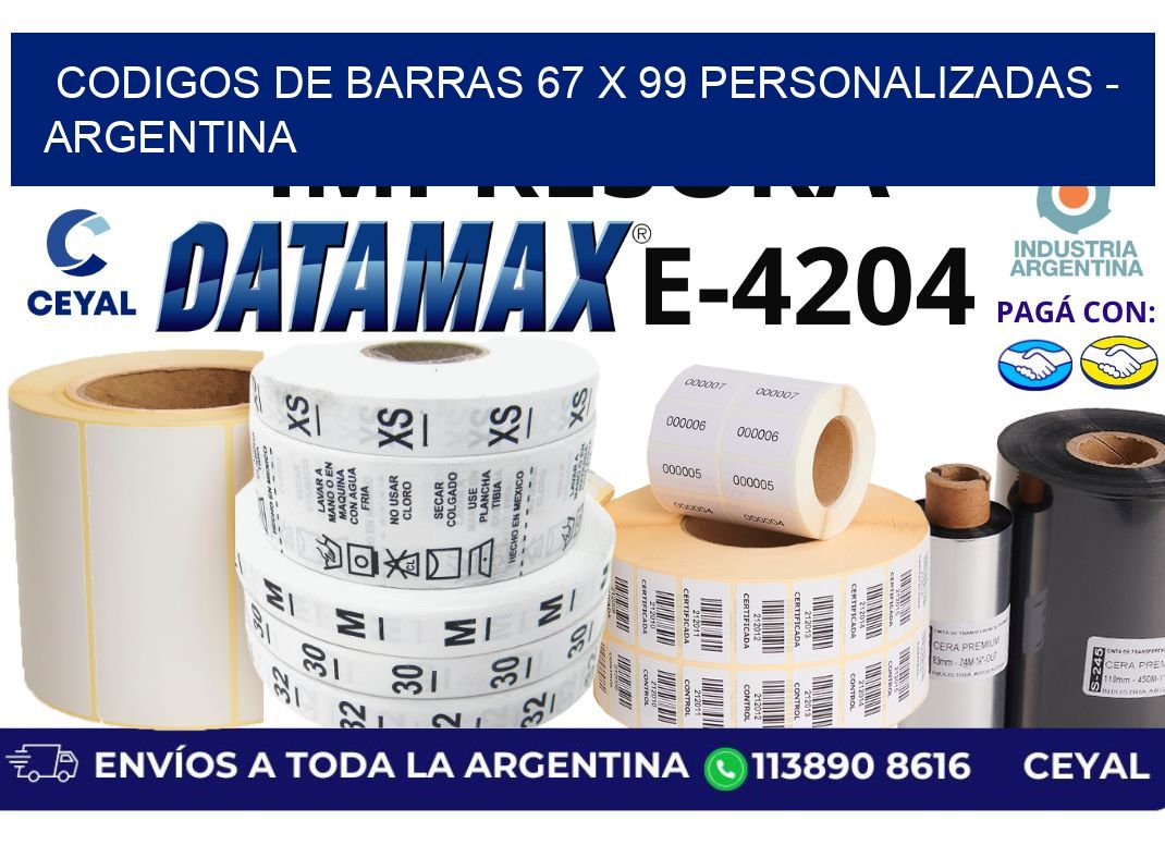 codigos de barras 67 x 99 personalizadas – Argentina