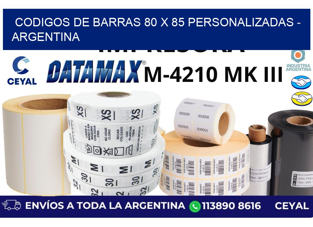 codigos de barras 80 x 85 personalizadas - Argentina