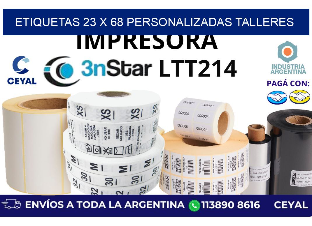 etiquetas 23 x 68 personalizadas talleres