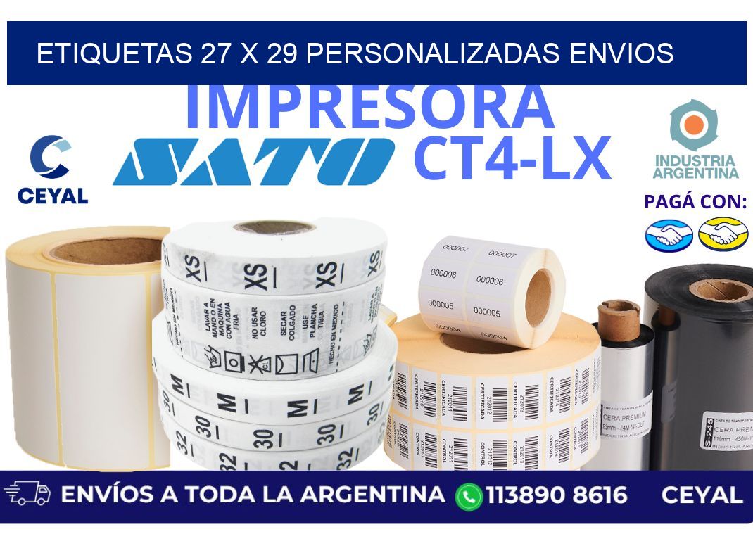 etiquetas 27 x 29 personalizadas envios