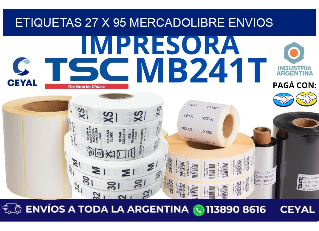 etiquetas 27 x 95 mercadolibre envios