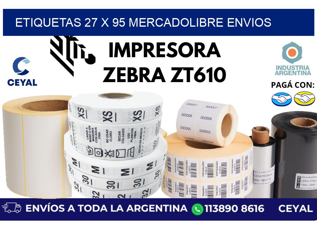 etiquetas 27 x 95 mercadolibre envios