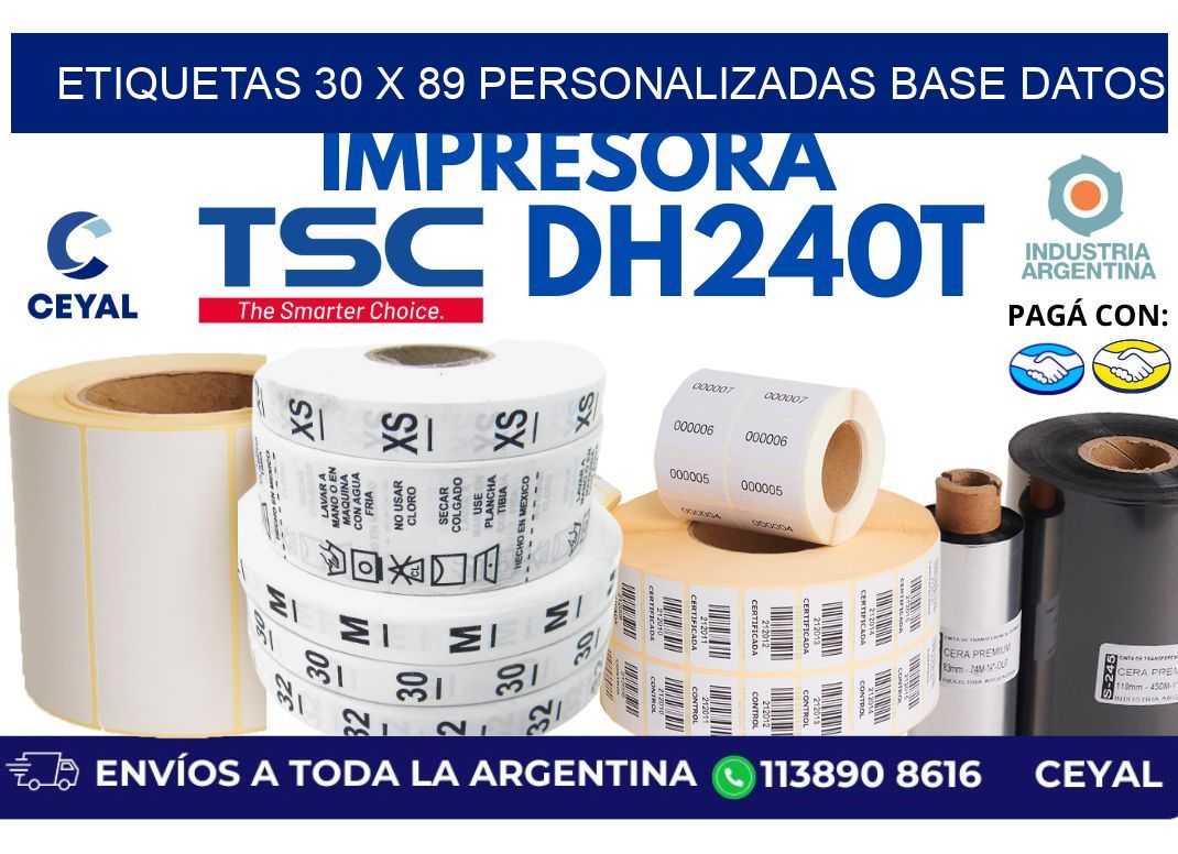 etiquetas 30 x 89 personalizadas base datos