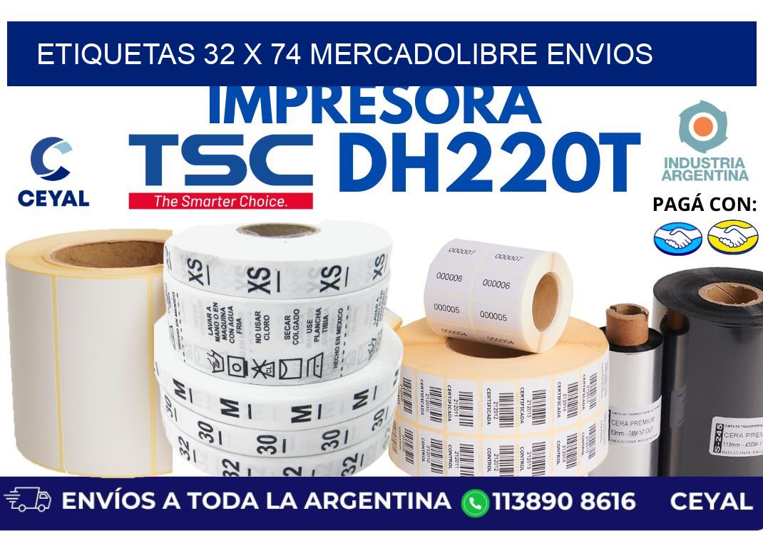 etiquetas 32 x 74 mercadolibre envios